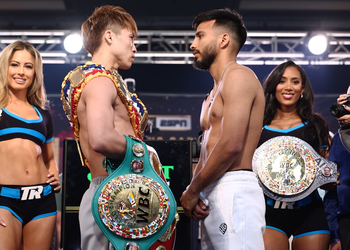 Naoya Inoue and Ramon Cardenas at the weigh-in