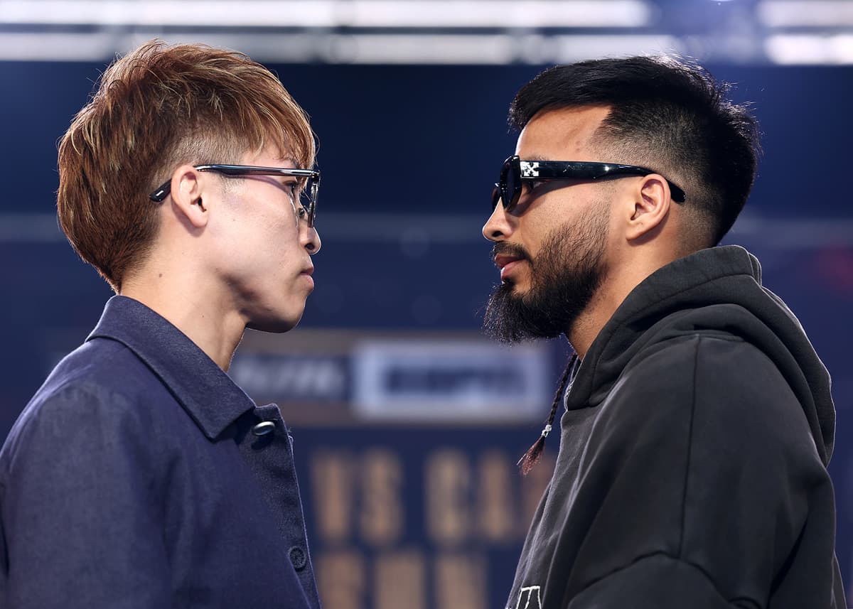 Naoya Inoue and Ramon Cardenas at the press conference ahead of their bout