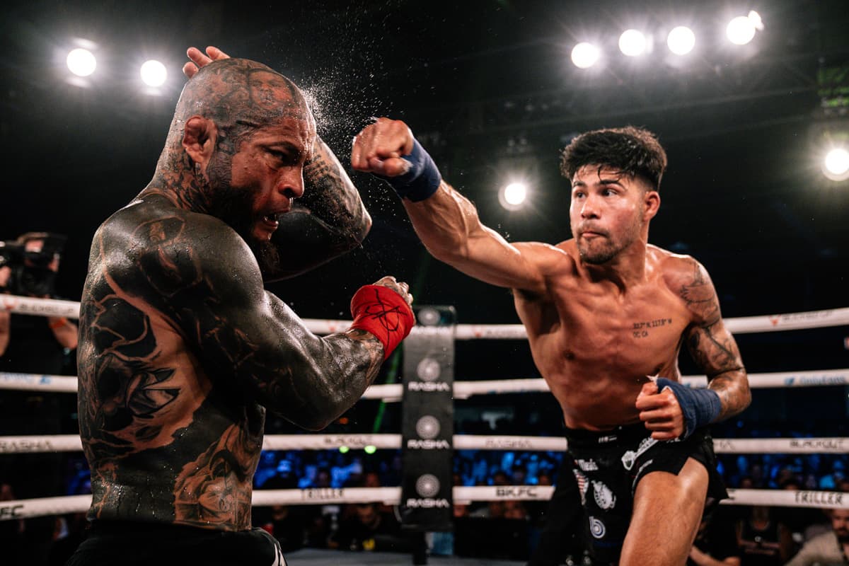 Nathan Rivera punches Alex Castro during their bout at BKFC Clearwater