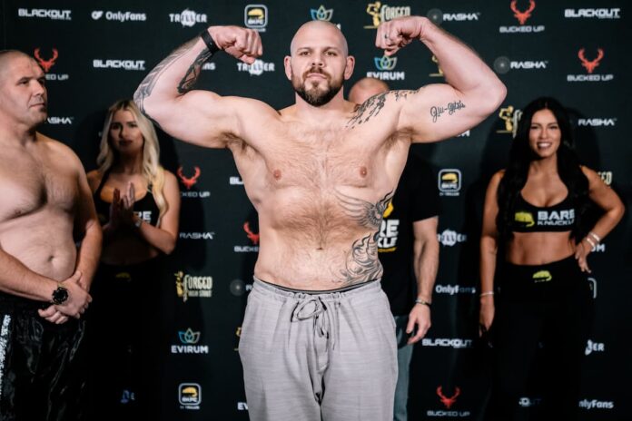 Parker Porter at the BKFC Mohegan Sun weigh-in ahead of his bout against Chase Gormley