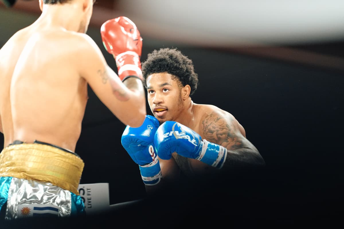 Quincey Williams during his boxing bout against Jose Edgardo Perdomo at Most Valuable Prospects 12 in Orlando, Florida