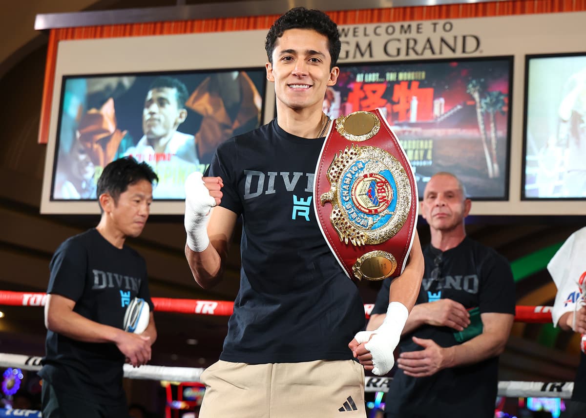 Rafael Espinoza during his Grand Arrival ahead of his bout against Edward Vazquez in Las Vegas