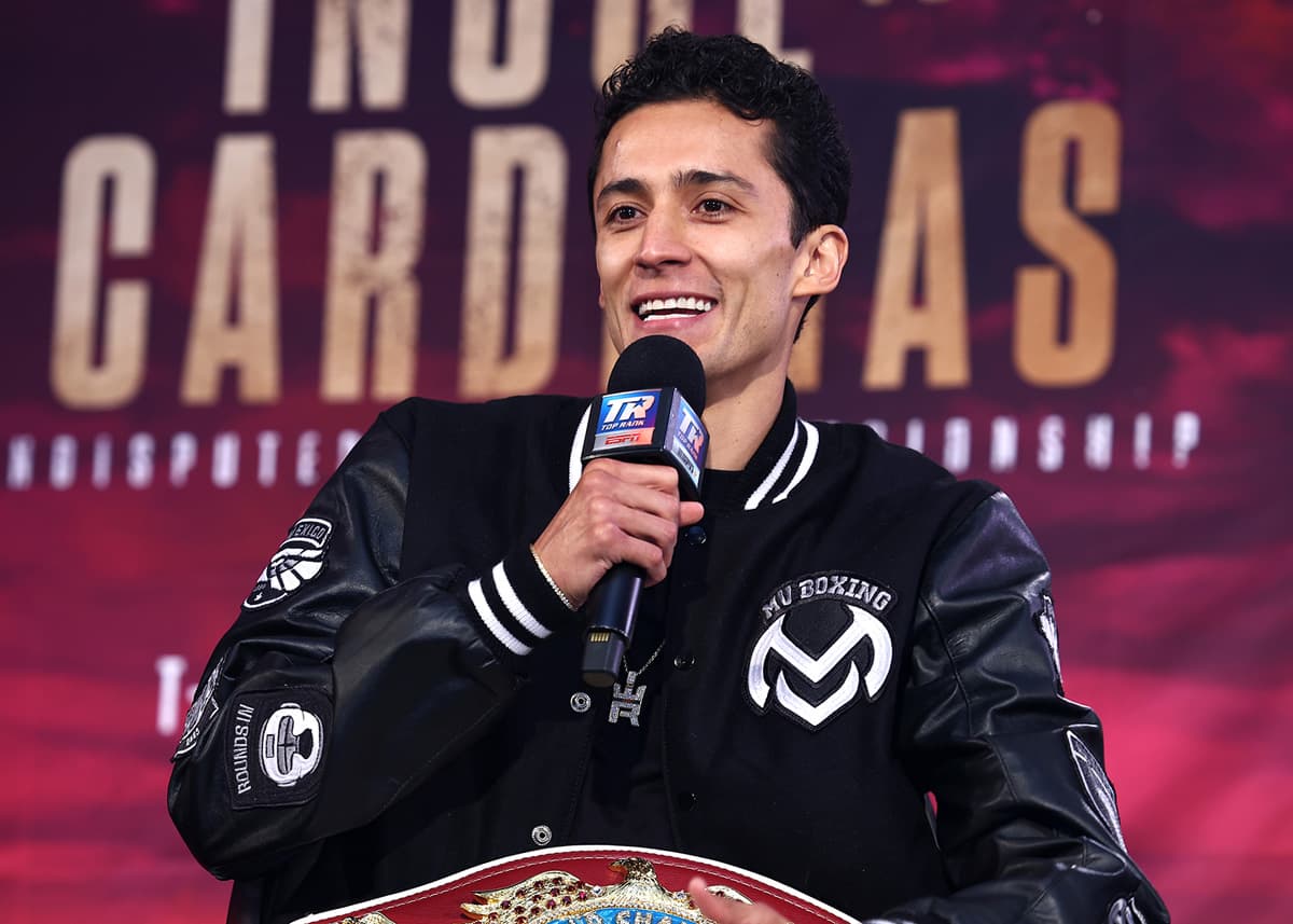 Rafael Espinoza at the press conference ahead of his bout against Edward Vazquez