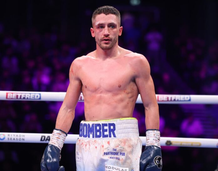 Reece Bellotti during his boxing bout against Michael Gomez in Manchester