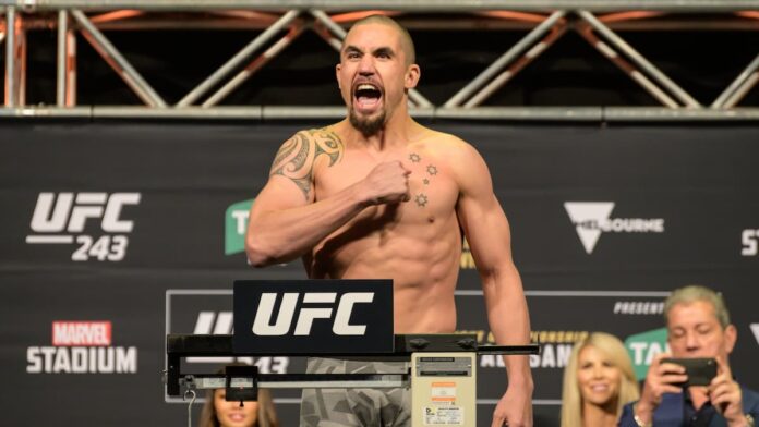 Robert Whittaker during the UFC 243 ceremonial weigh-in