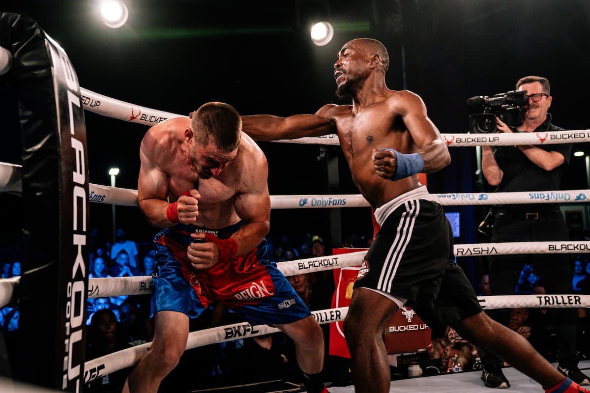 Rodney Hinton punches Ben Jacobsen during their bout at BKFC Clearwater