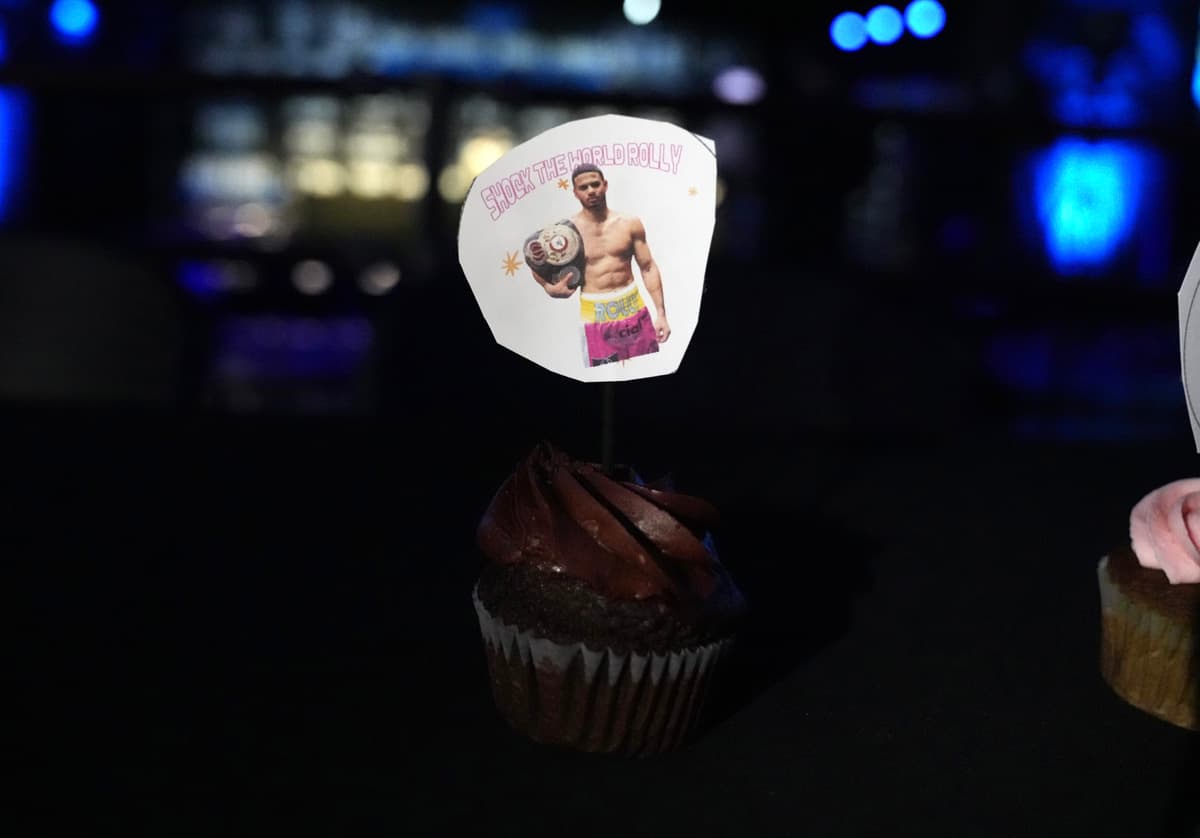 A cupcake during a media roundtable in Los Angeles