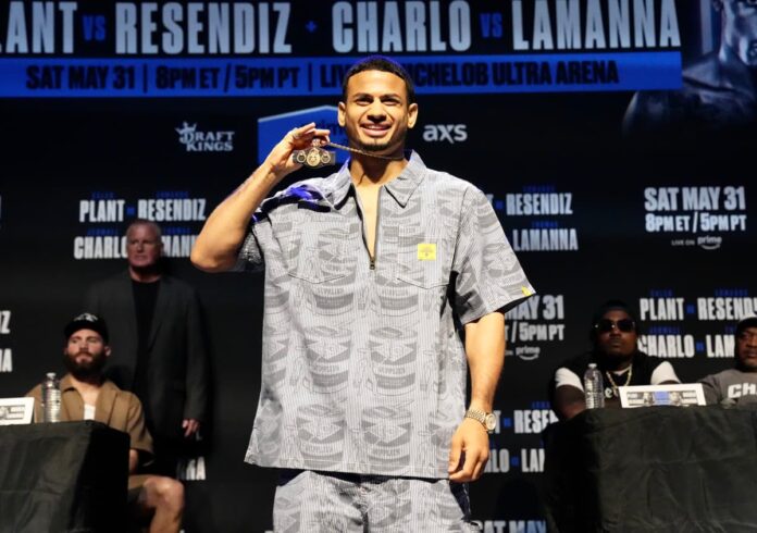 Rolando Romero during a PBC doubleheader press conference in Los Angeles