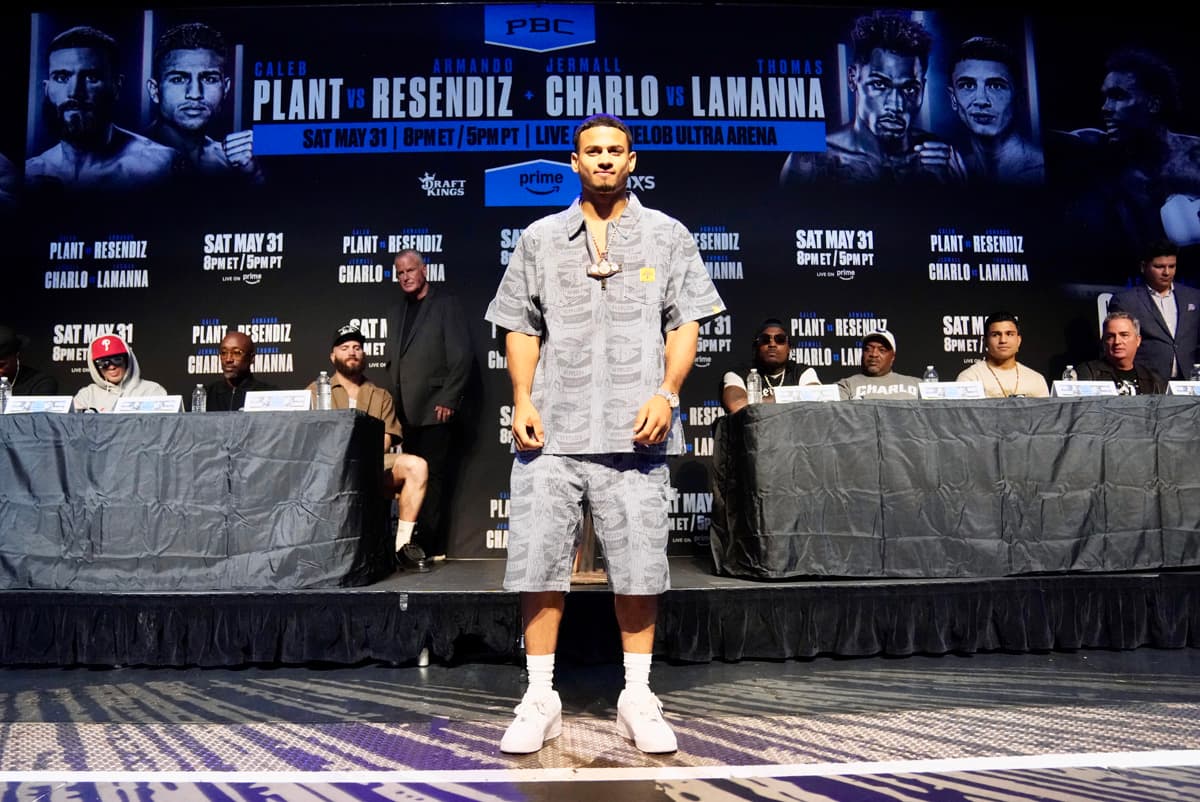 Rolando Romero during a PBC doubleheader press conference in Los Angeles