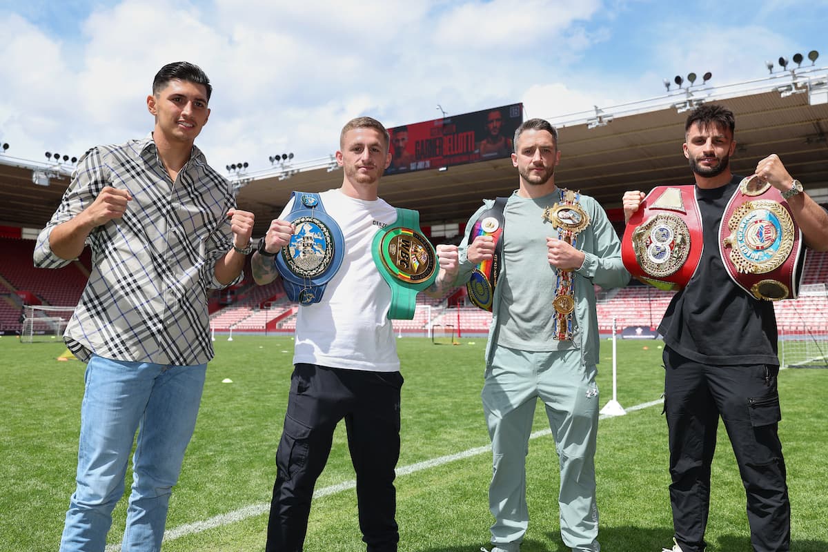 Royston Barney-Smith, Ryan Garner, Reece Bellotti, and Ryan Garner at St Mary's Stadium in Southampton, England