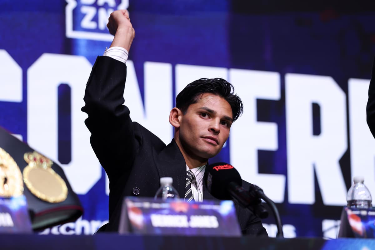 Ryan Garcia at the press conference ahead of his bout against Rolando Romero