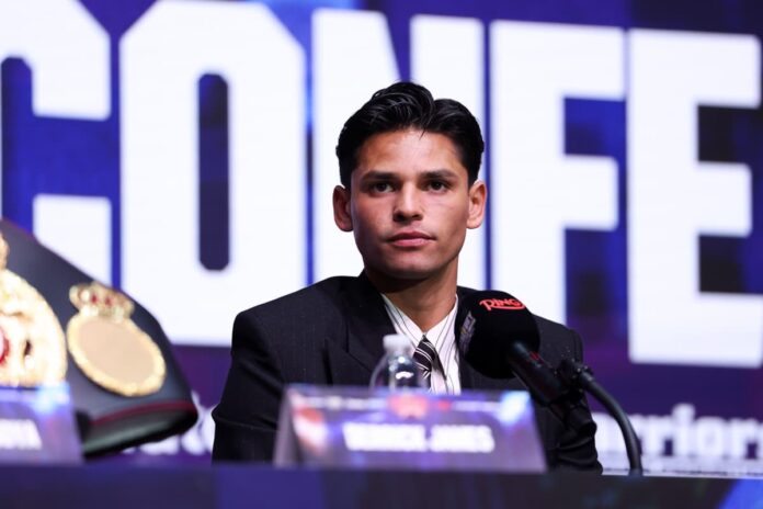 Ryan Garcia at the press conference ahead of his bout against Rolando Romero