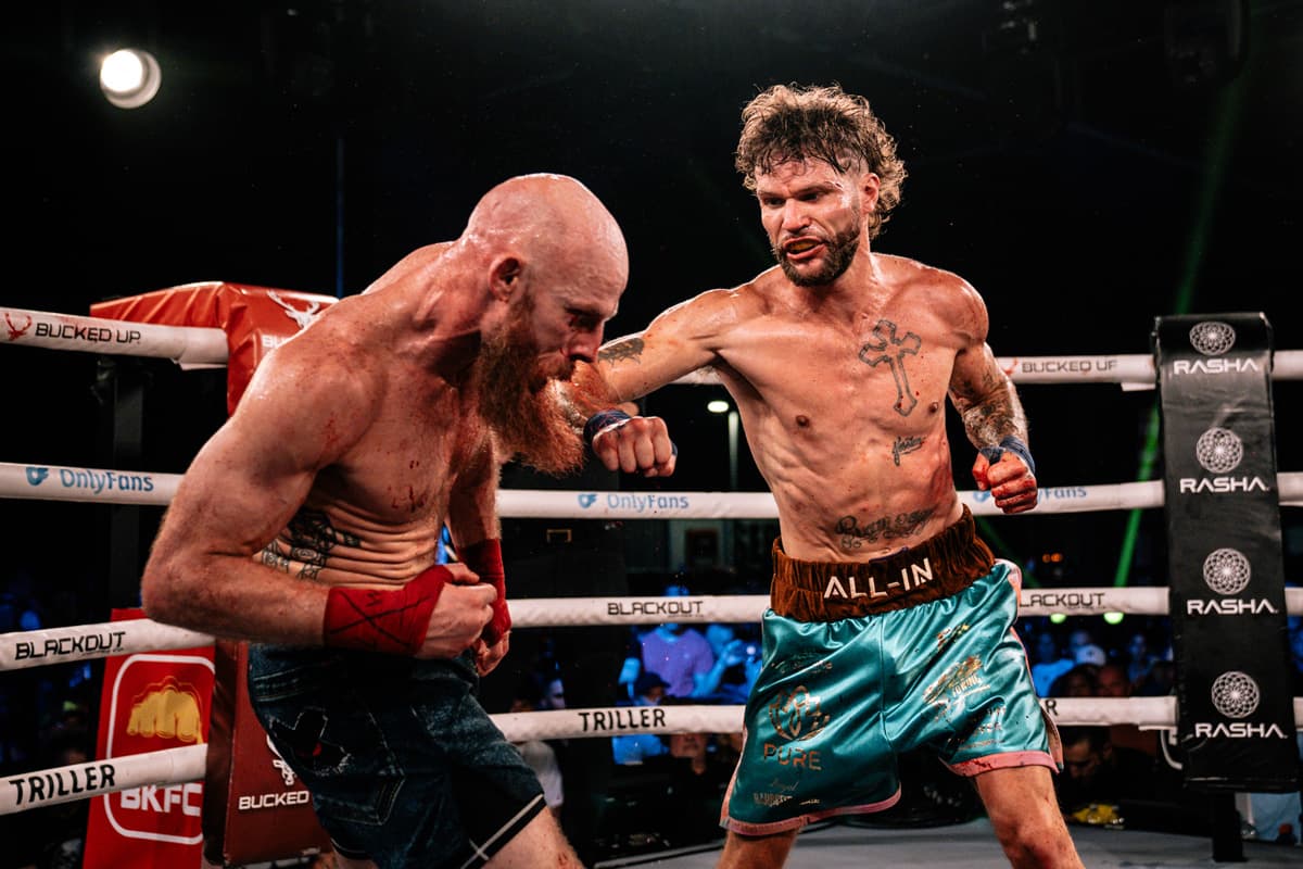 Ryan Reber punches Matt Guymon during their bout at BKFC Clearwater