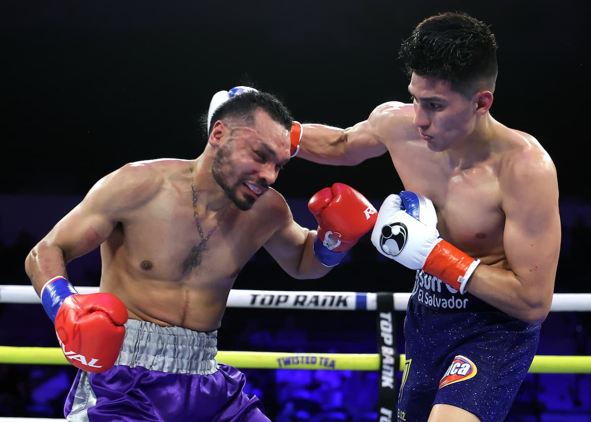 Samuel Contreras and Dyllon Cervantes Alvarado during their boxing bout at Pechanga Arena San Diego