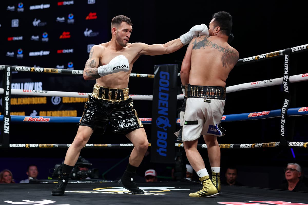 Santiago Dominguez throws a jab during his bout against John Vincent Moralde