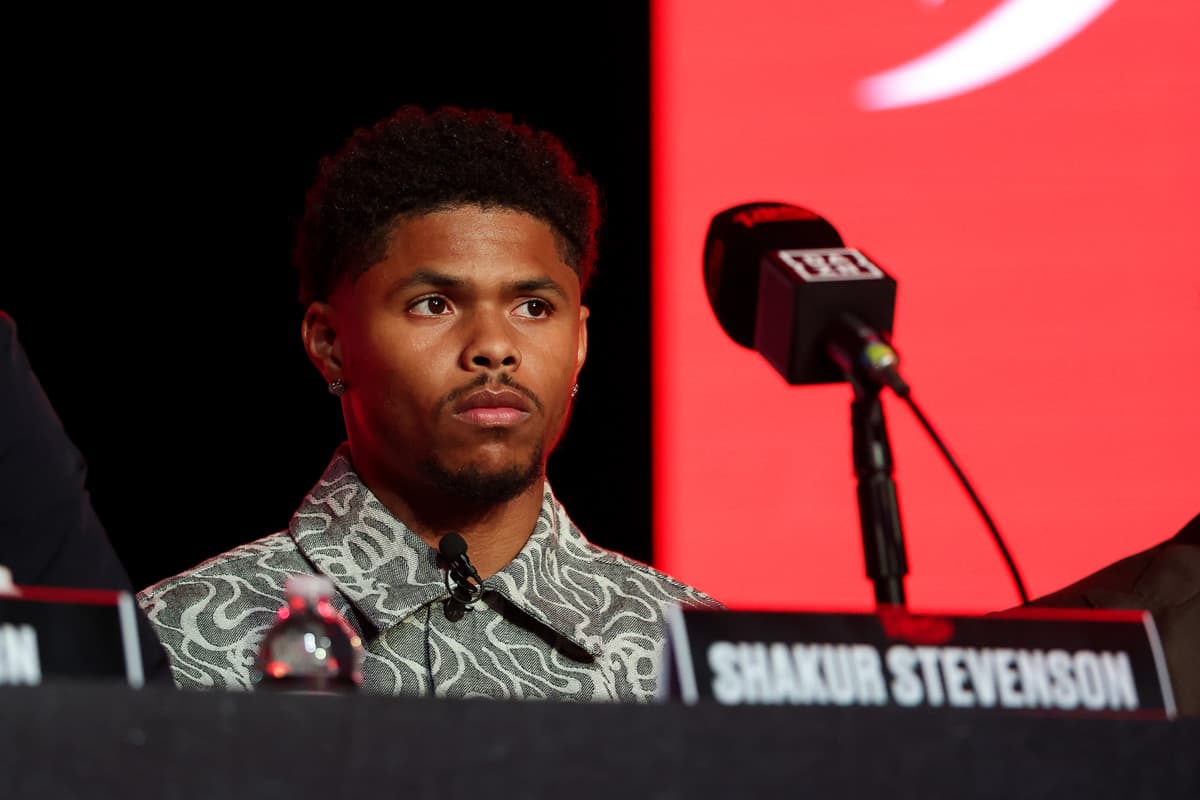 Shakur Stevenson during the press conference ahead of his bout against William Zepeda in New York