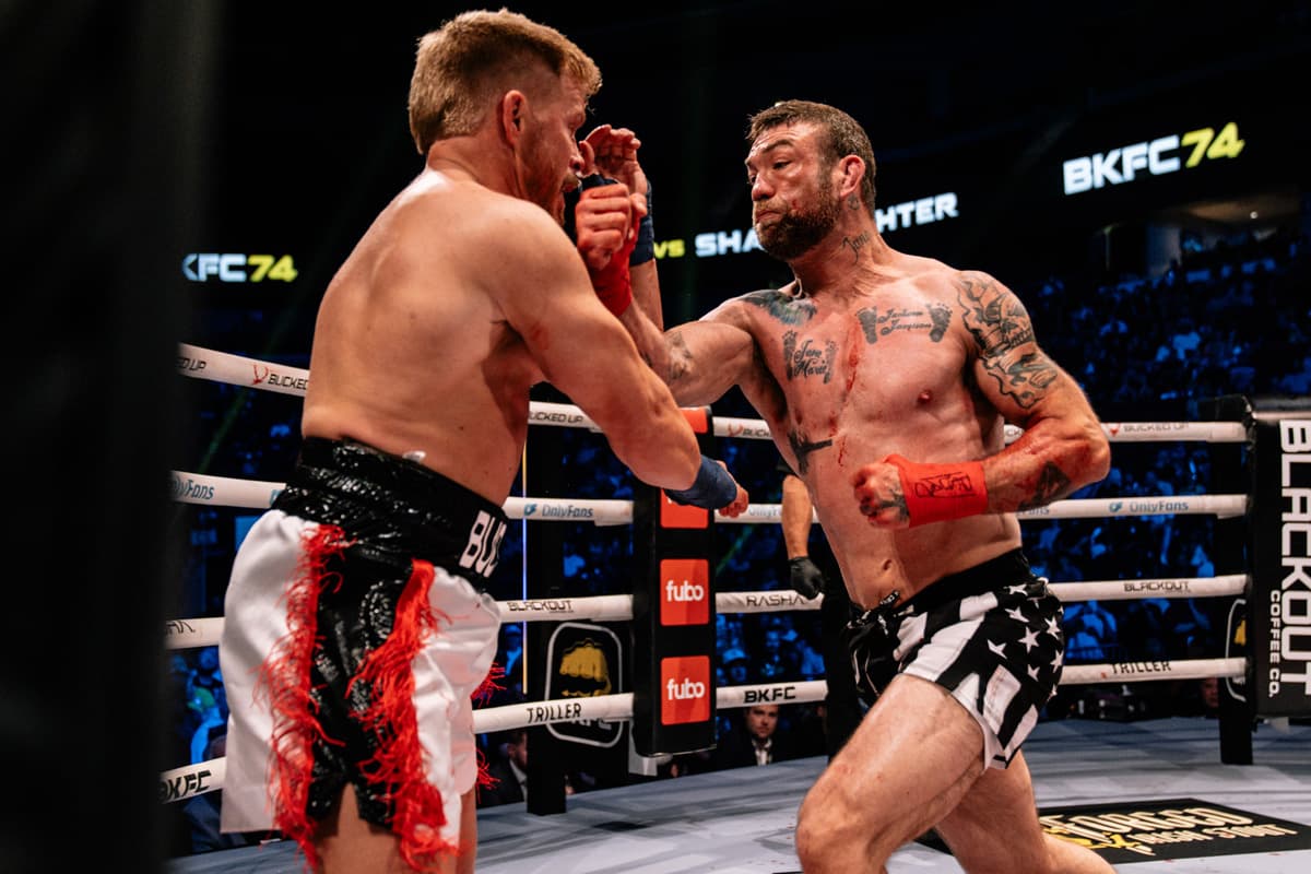 Shane Fichter punches Daniel Gardner during their bout at BKFC 74 Salt Lake City