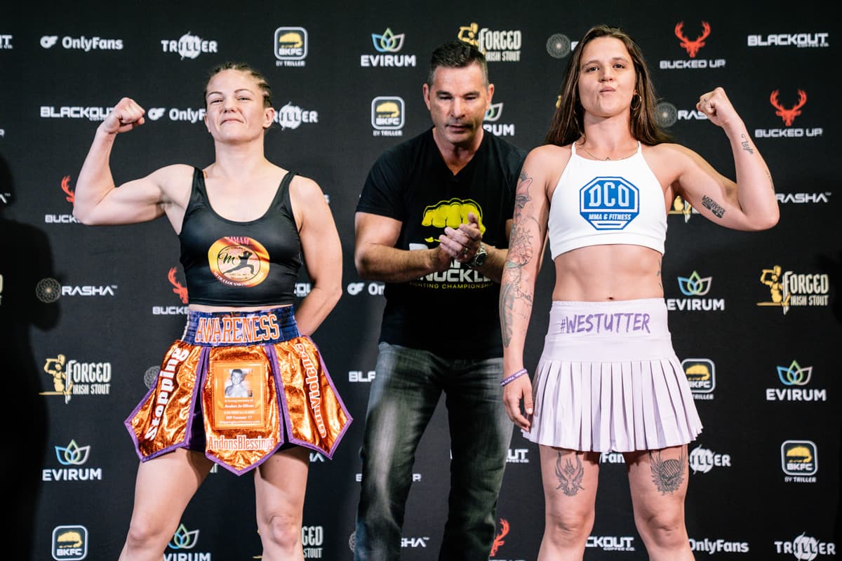 Shelby Cannon and Kathryn Paprocki at the BKFC 74 Salt Lake City weigh-in