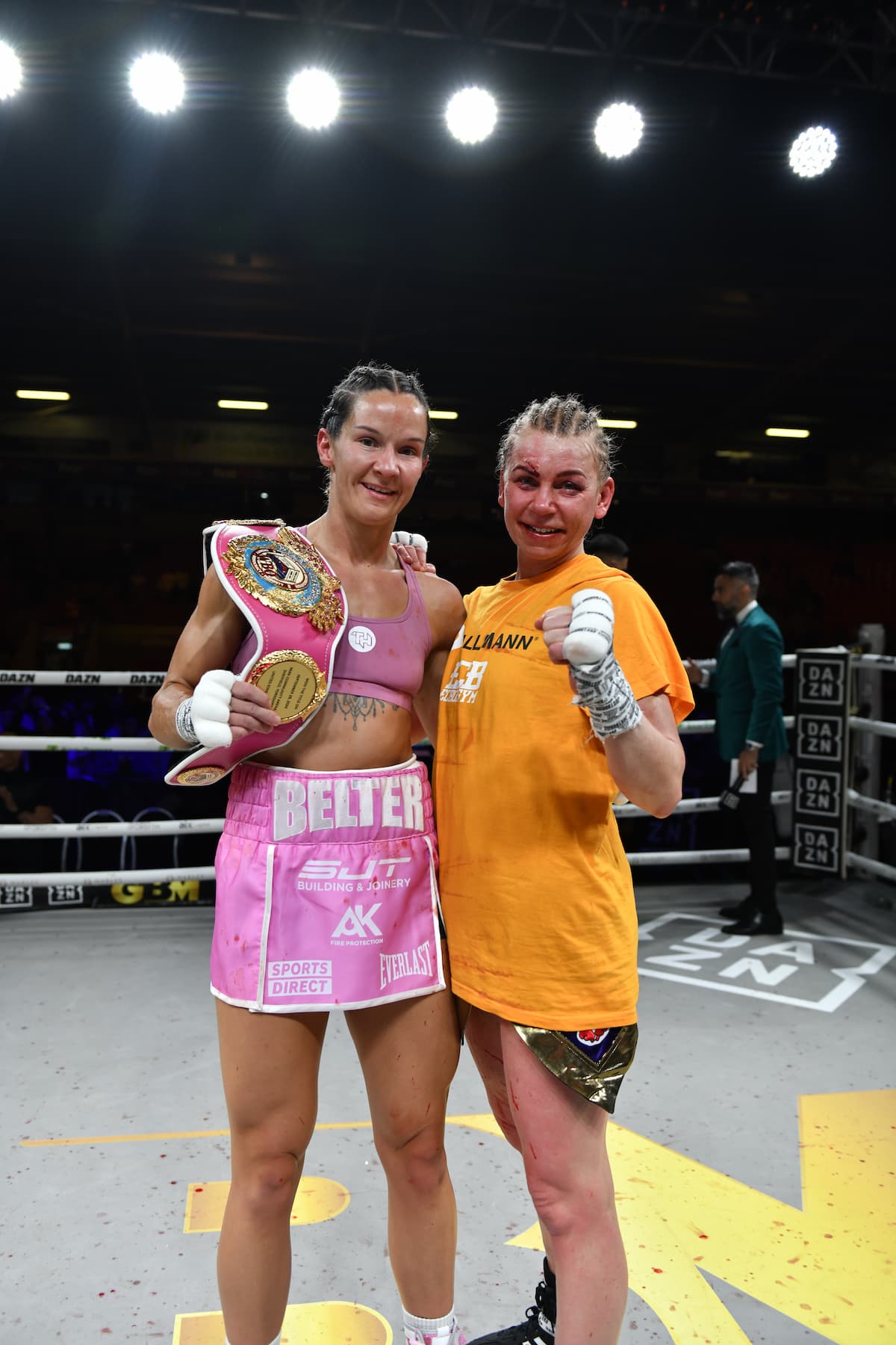 Terri Harper and Natalie Zimmermann after their bout