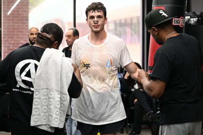 Thomas LaManna during a media workout ahead of his boxing bout against Jermall Charlo in Las Vegas