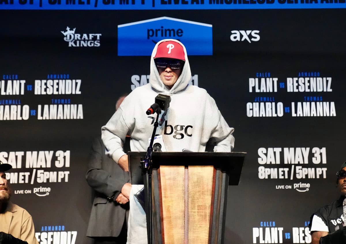 Thomas LaManna at the press conference ahead of his boxing bout against Jermall Charlo