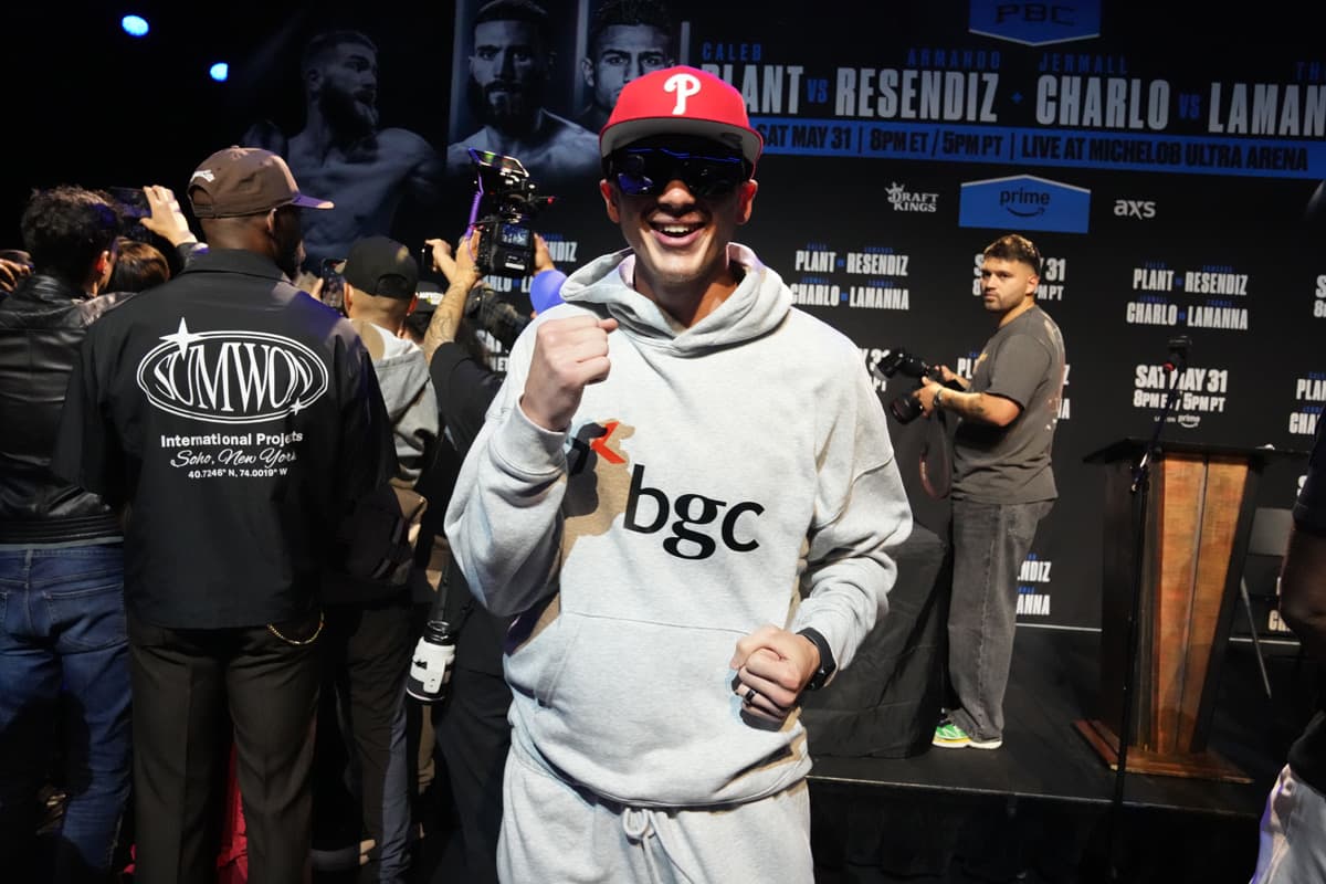 Thomas LaManna at the press conference ahead of his boxing bout against Jermall Charlo
