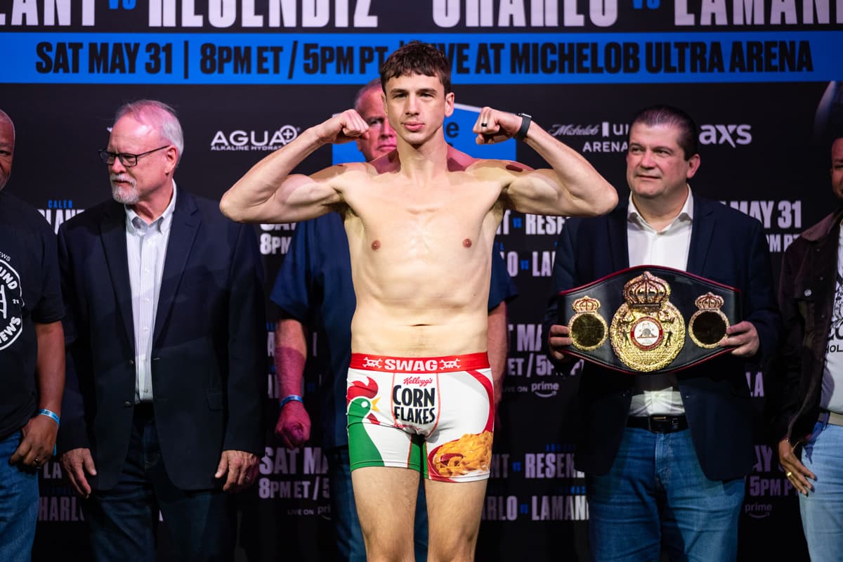Thomas LaManna during the weigh-in ahead of his bout against Jermall Charlo in Las Vegas