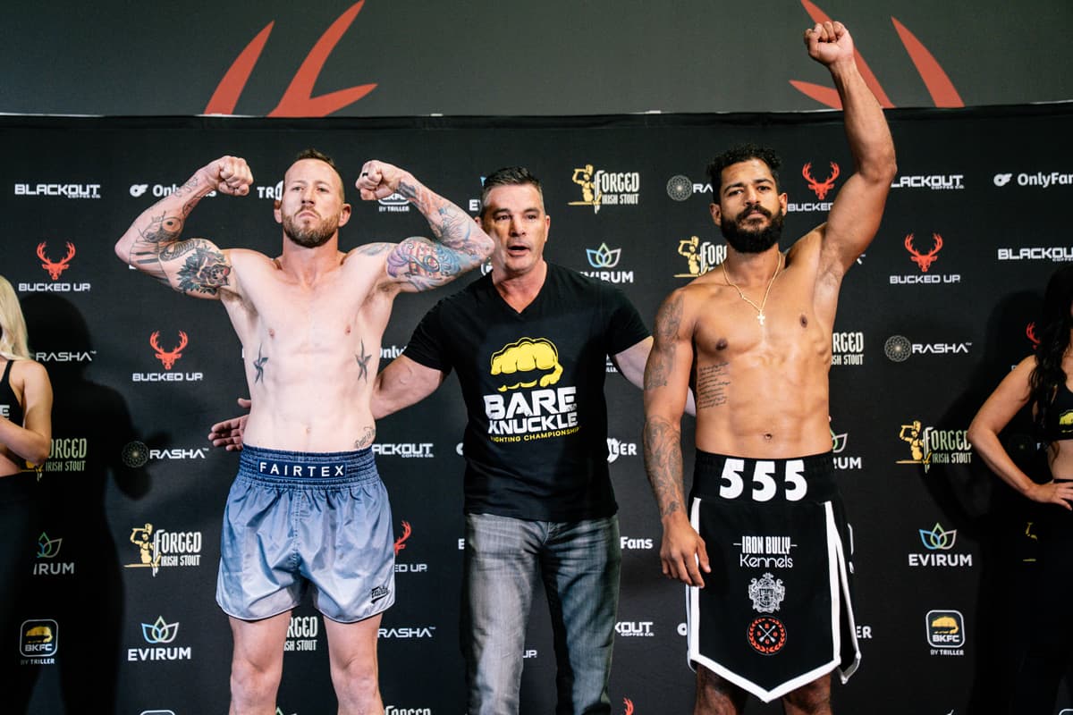 Trever Bradshaw and Jim Pulgar at the BKFC 74 Salt Lake City weigh-in