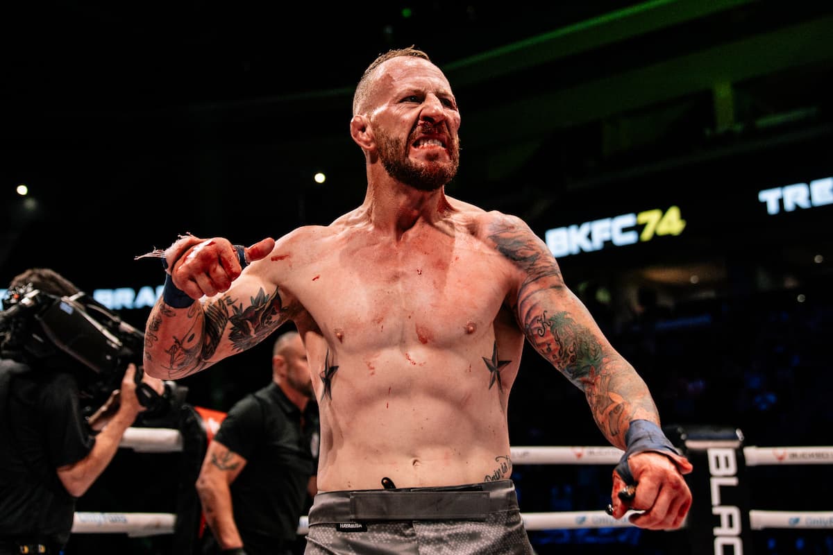 Trever Bradshaw during his bout against Jim Pulgar during their bout at BKFC 74 Salt Lake City