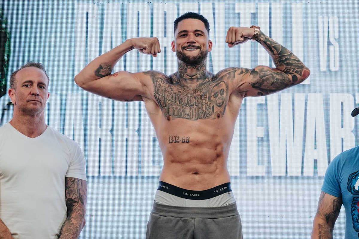Ty Mitchell during the Misfits Boxing 21 weigh-in in Derby, England