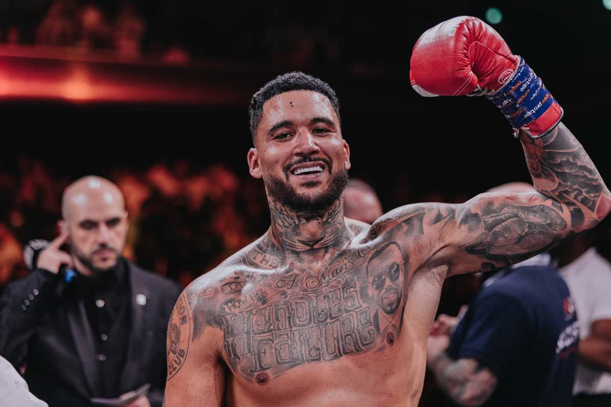 Ty Mitchell during his boxing bout against Idris Virgo