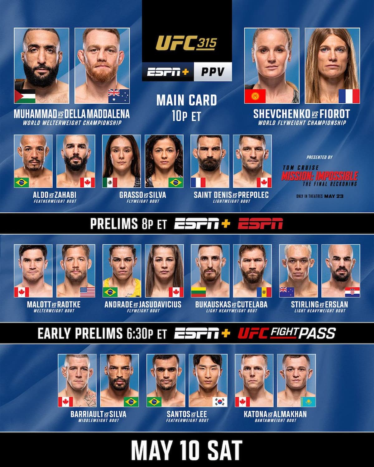 UFC 315 fight card