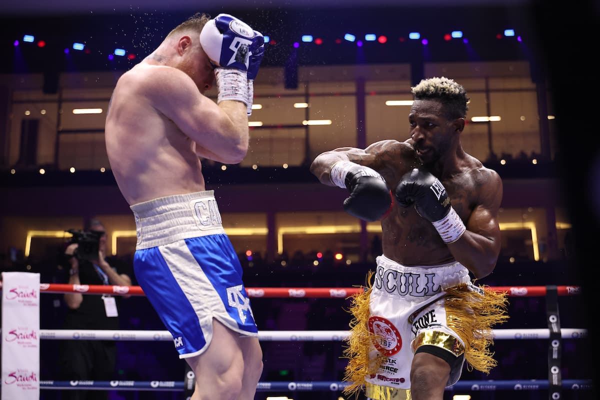 William Scull throws a punch during his bout against Canelo Alvarez
