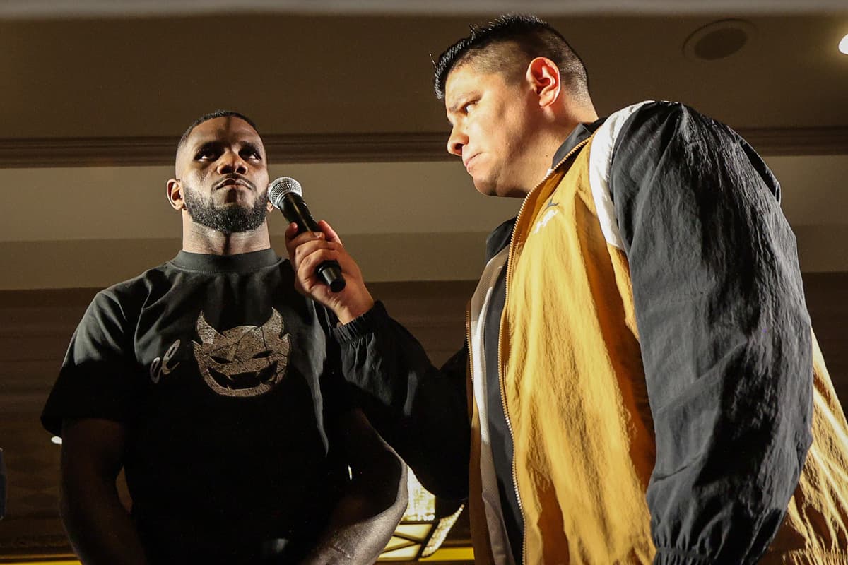 Yoenli Feliciano Hernandez and Ray Flores during a media workout at Mandalay Bay Resort and Casino in Las Vegas