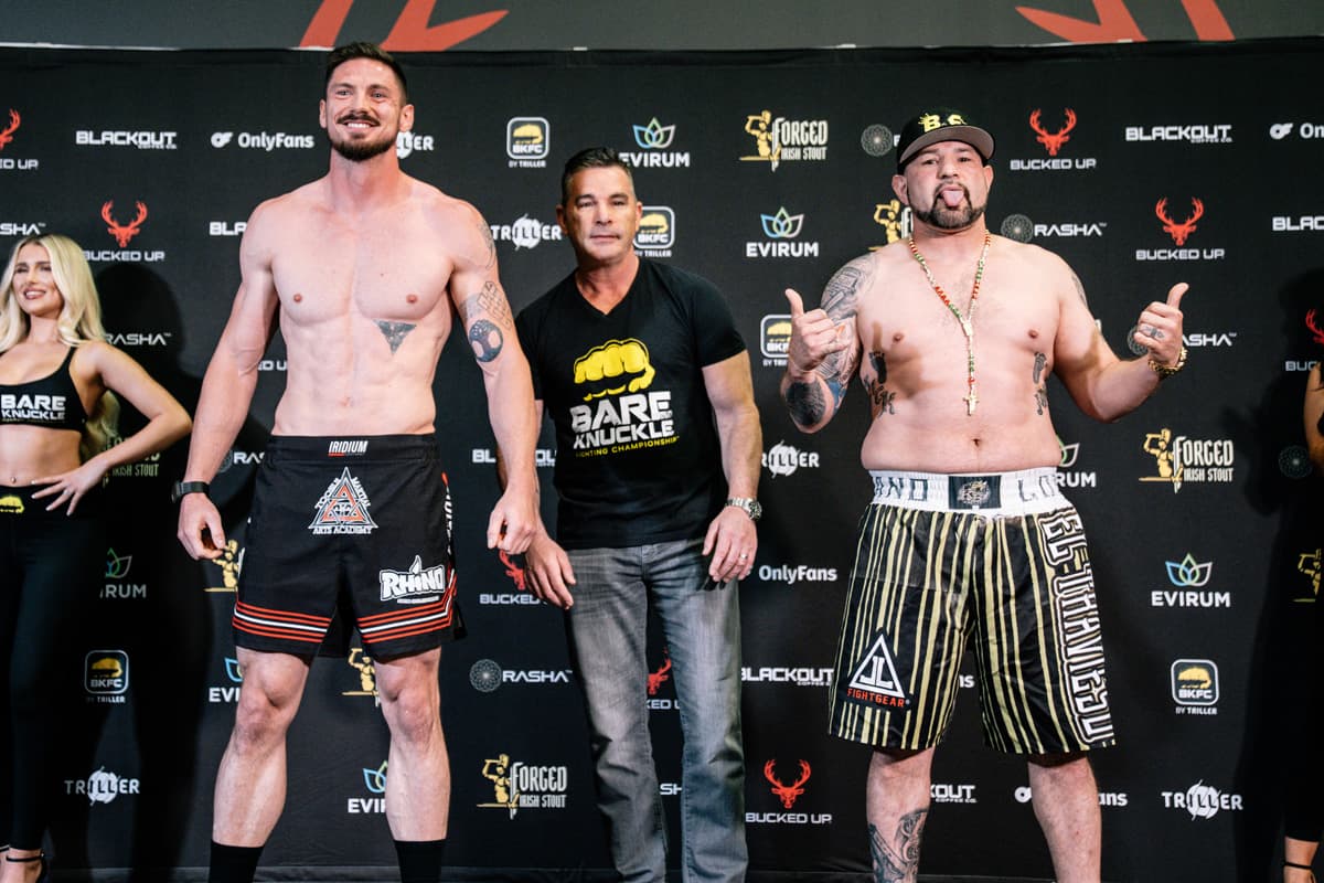 Zac Cavender and Erick Lozano at the BKFC 74 Salt Lake City weigh-in