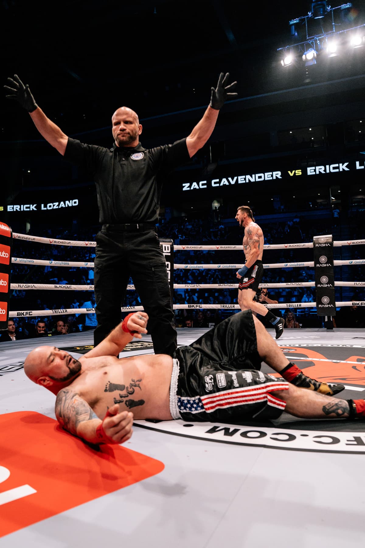 Zac Cavender knocks down Erick Lozano at BKFC 74 Salt Lake City