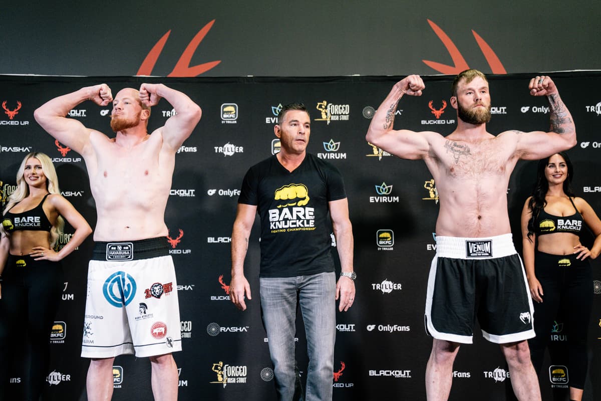 Zack Partridge and Cody Beierle at the BKFC 74 Salt Lake City weigh-in