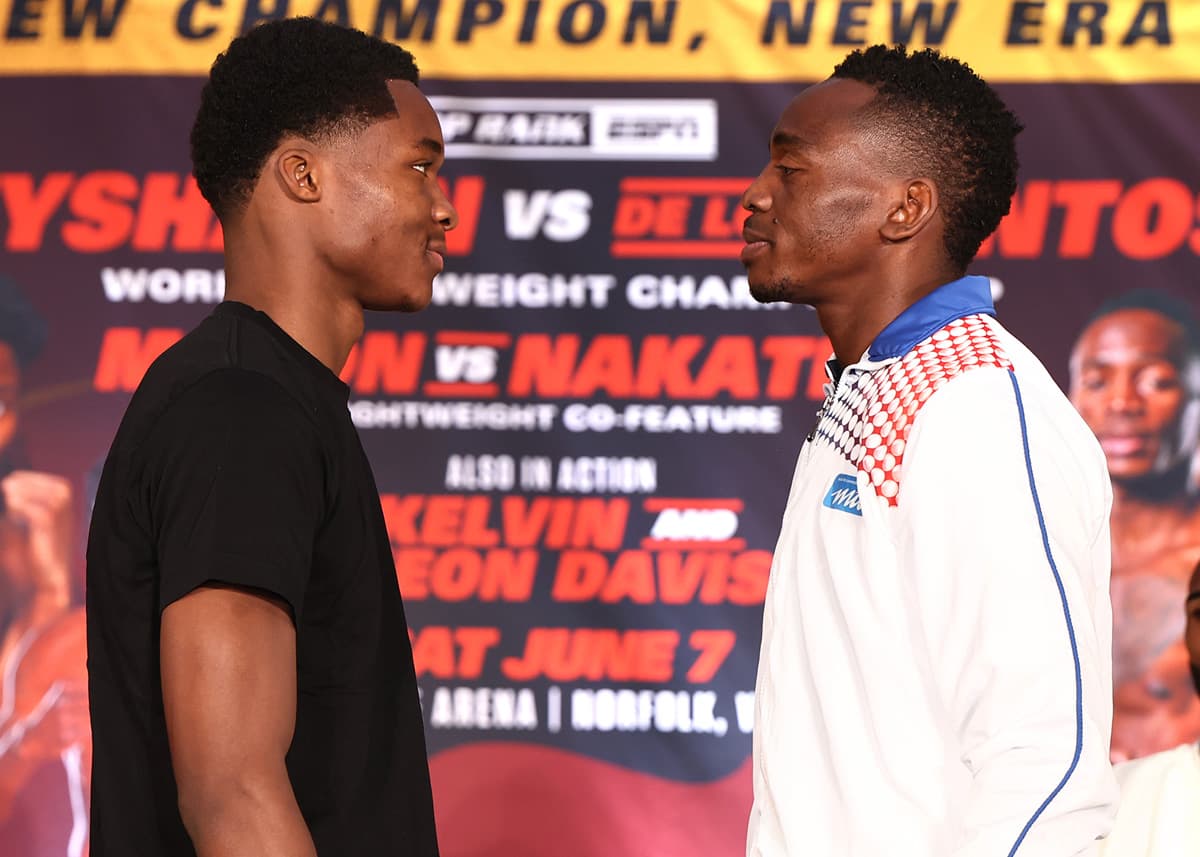 Abdullah Mason and Jeremia Nakathila come face-to-face at the press conference in Norfolk, VA