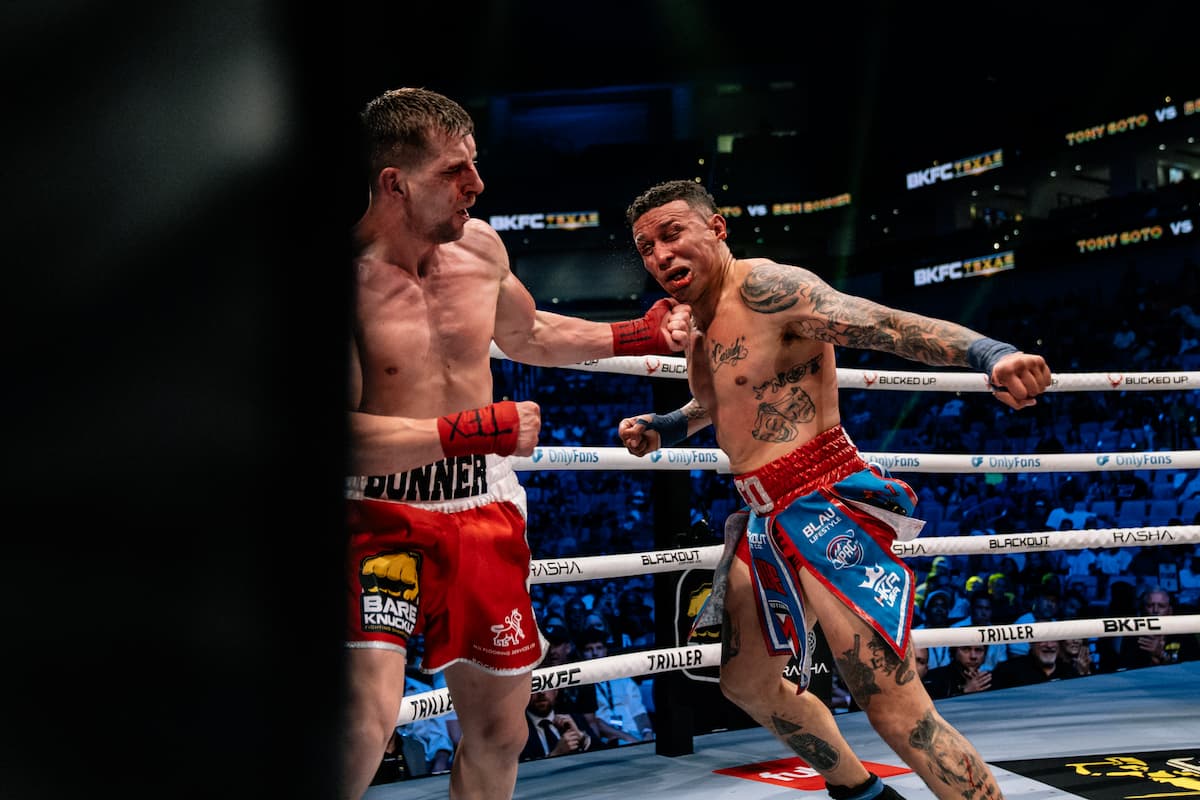 Ben Bonner and Tony Soto during their bout at BKFC 76 Texas