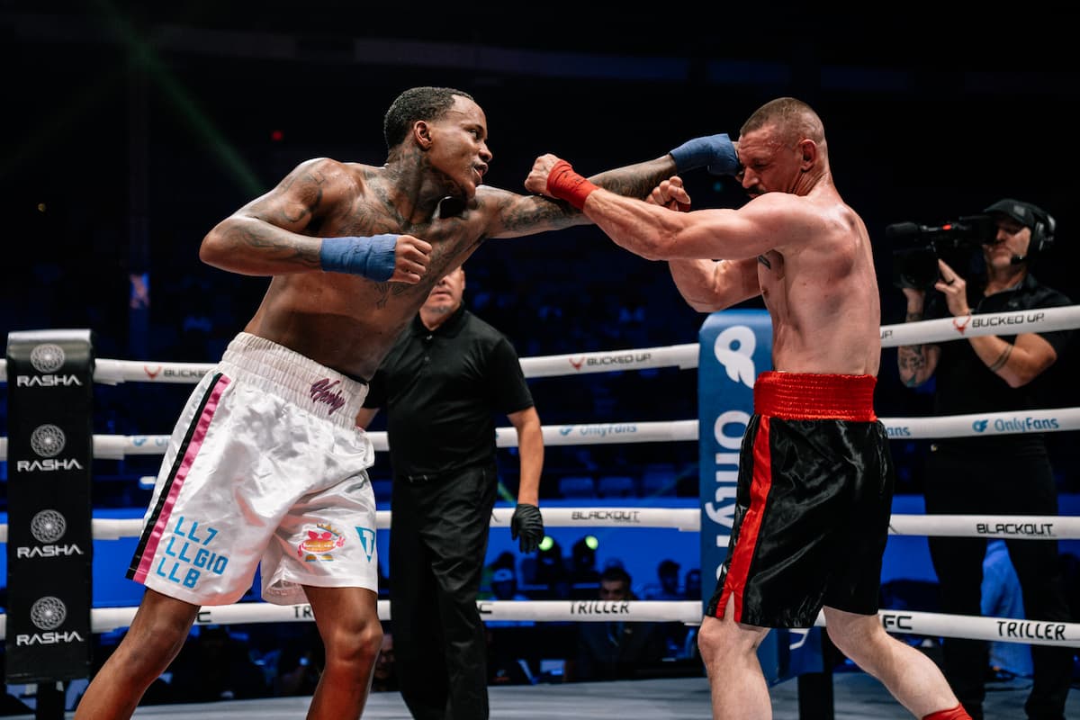 Bobby Henry and Kasey Yates during their bout at BKFC 75 Albuquerque
