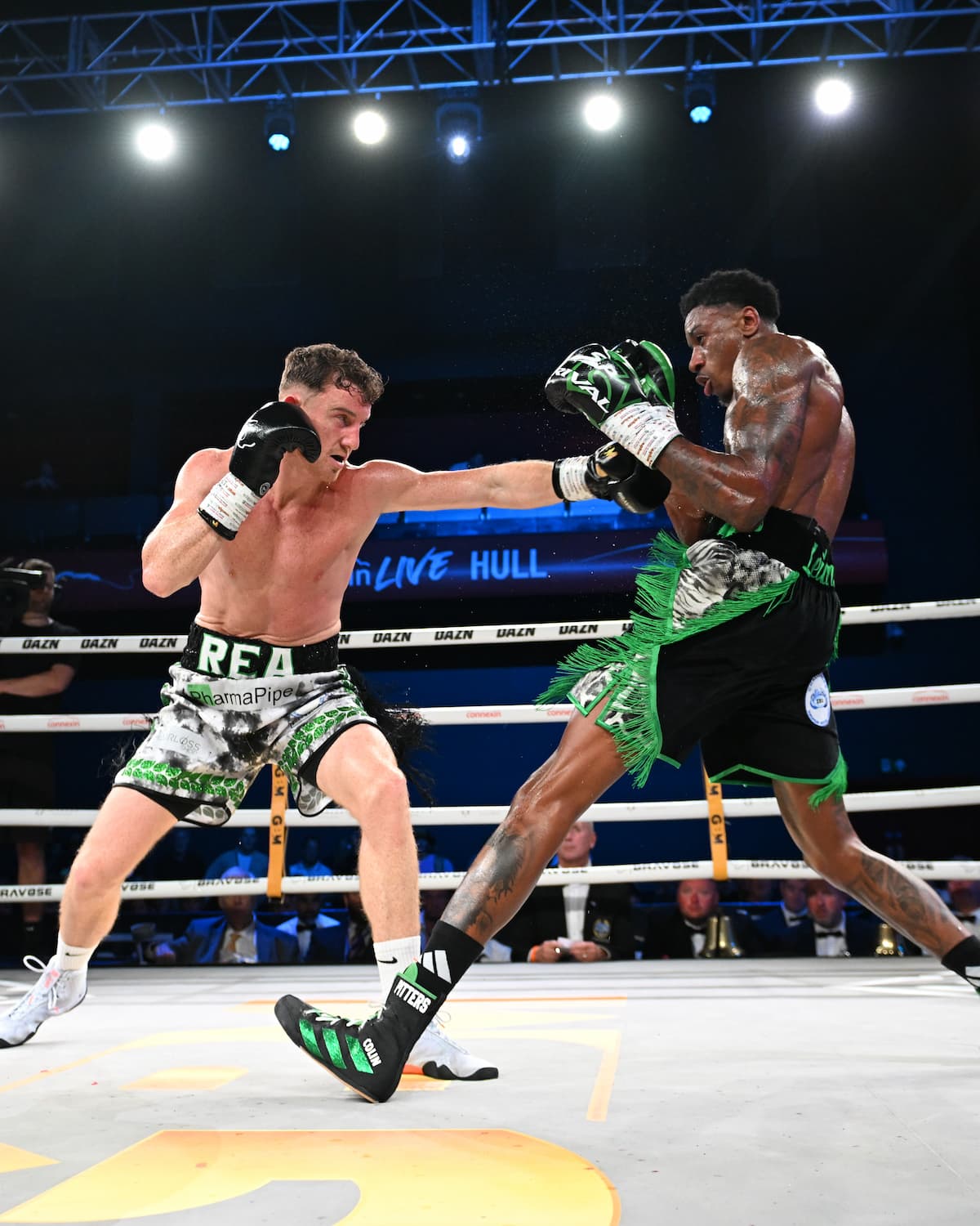 Bradley Rea throws a jab during his bout against Shakan Pitters
