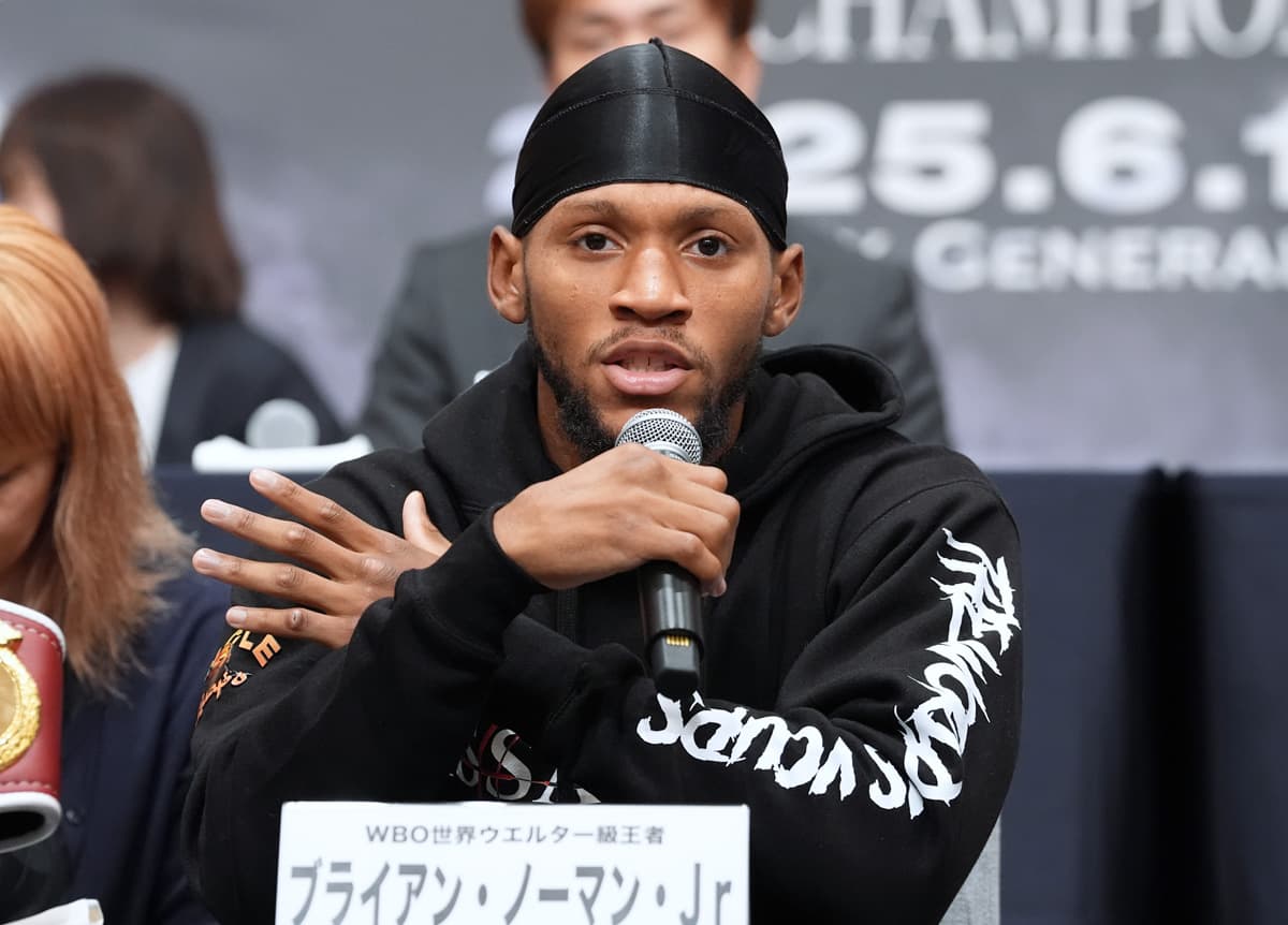 Brian Norman Jr at the press conference ahead of his bout against Jin Sasaki in Tokyo
