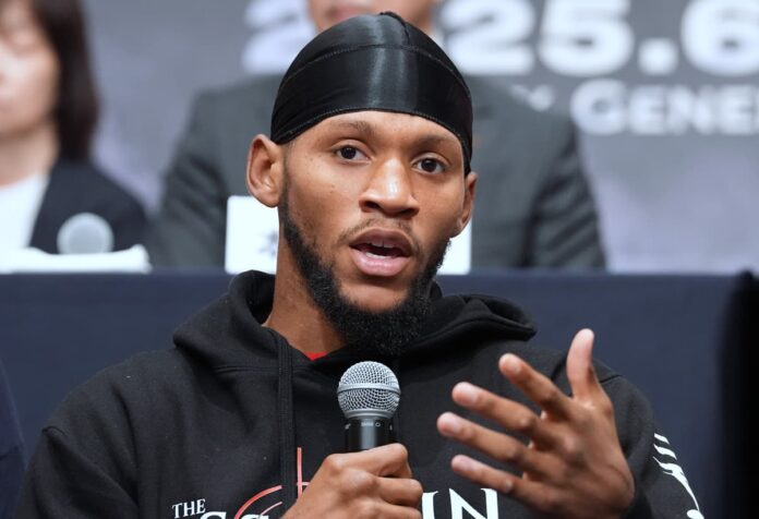Brian Norman Jr at the press conference ahead of his bout against Jin Sasaki in Tokyo