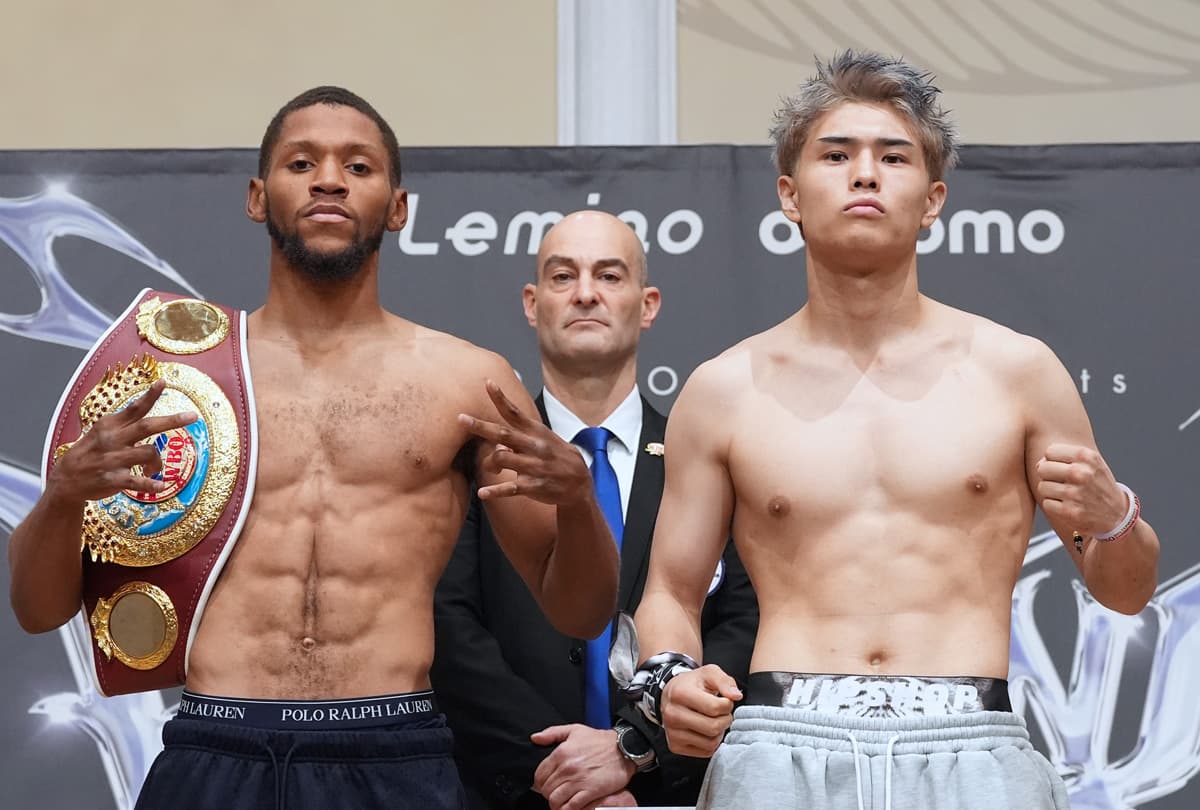 Brian Norman Jr and Jin Sasaki at the weigh-in ahead of their bout in Tokyo