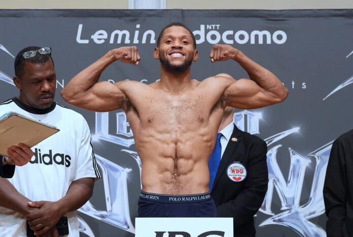 Brian Norman Jr at the weigh-in ahead of his bout against Jin Sasaki in Tokyo