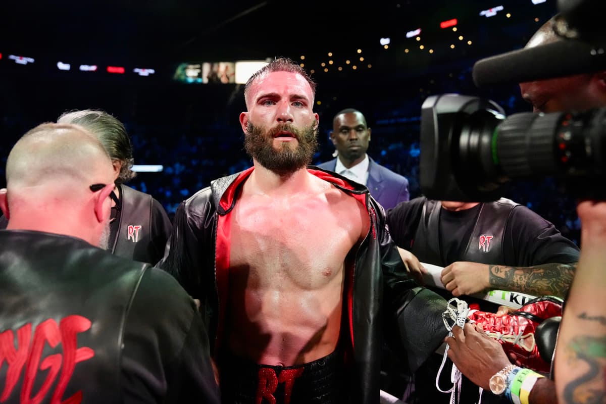 Caleb Plant after his bout against Jose Armando Resendiz in Las Vegas