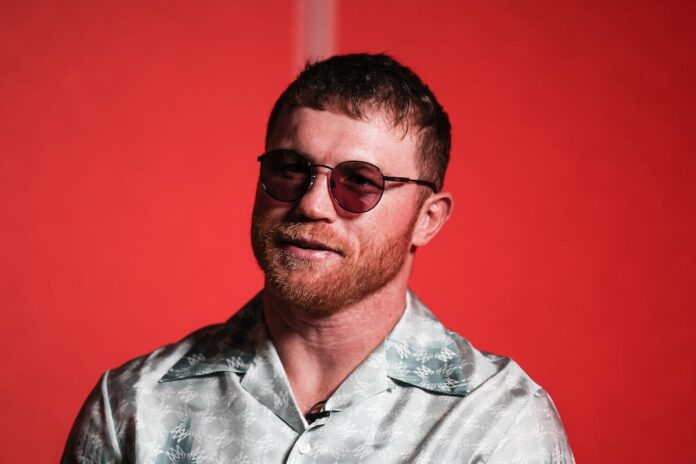 Canelo Alvarez during a media day ahead of his boxing bout