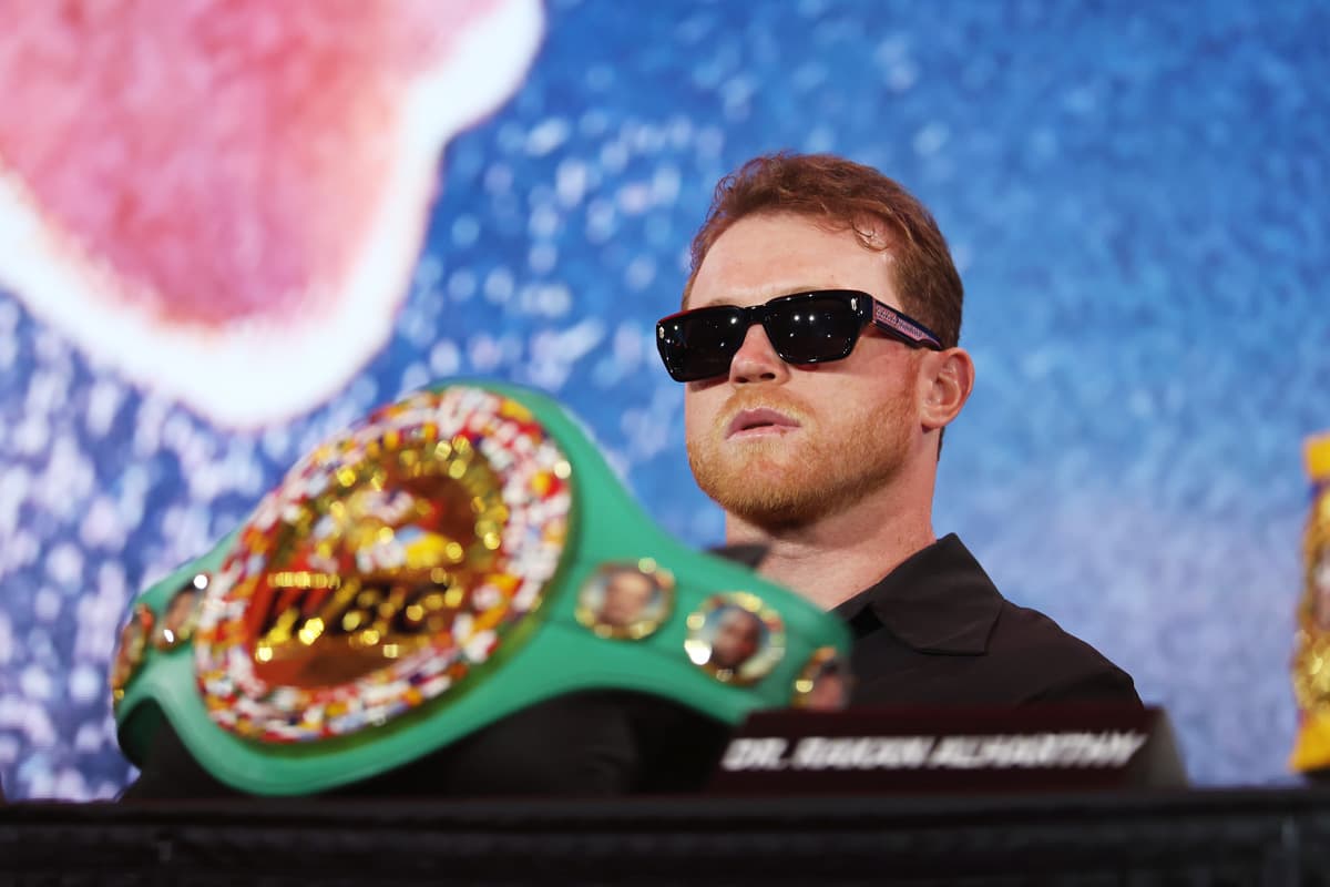 Canelo Alvarez during the press conference at the 2025 Fanatics Fest NYC ahead of his bout against Terence Crawford