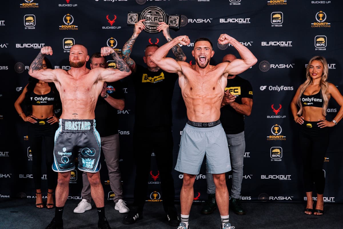 Connor Tierney and Danny Christie at the BKFC 77 Birmingham weigh-in