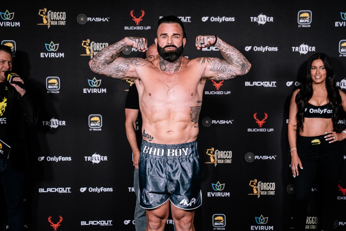 Dillon Cleckler during the weigh-in ahead of his bout against Parker Porter at BKFC Mohegan Sun